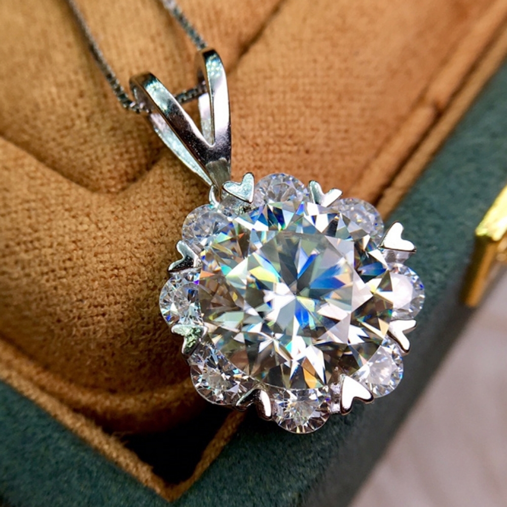 Sterling silver 5ct diamond necklace - Picture 6 of 11